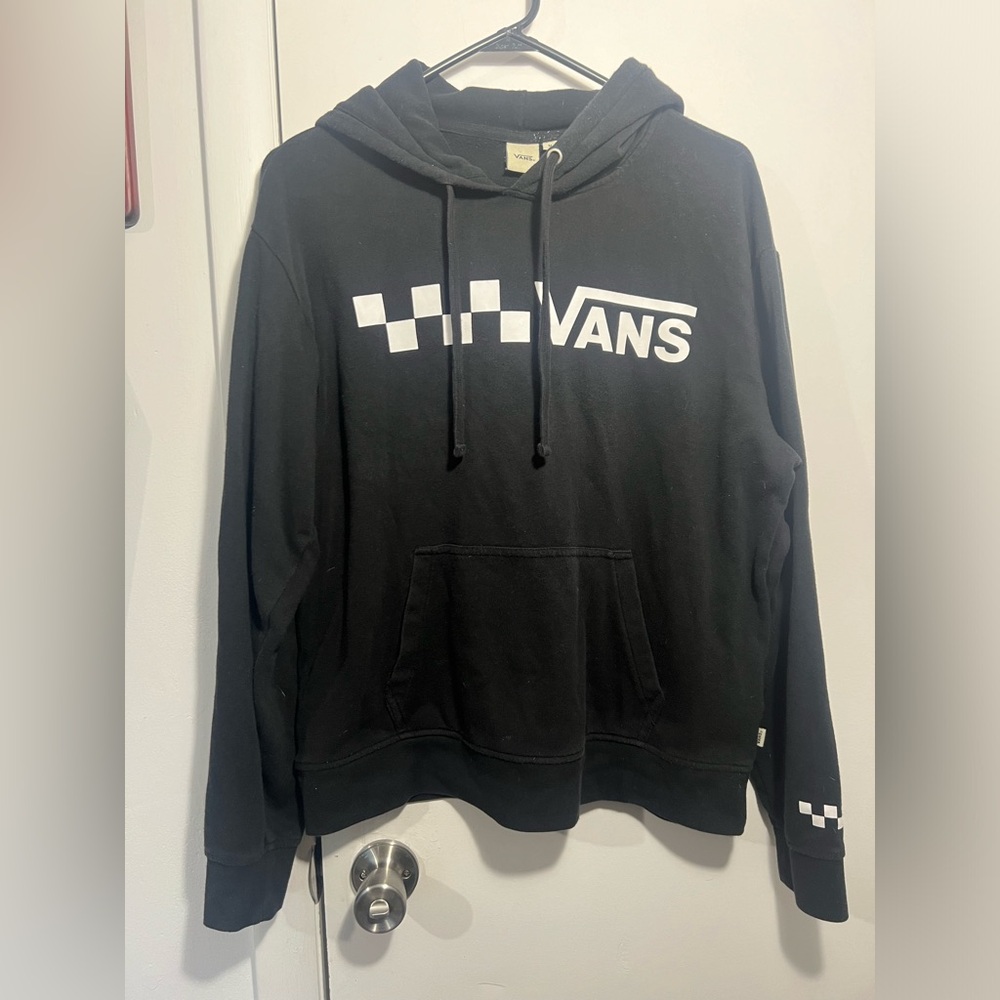 Vans Black Hoodie with White Checkerboard Logo